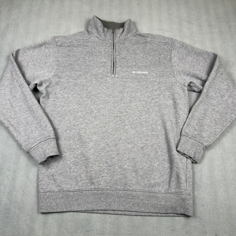 Columbia Men's Quarter Zip Pullover Sweater Grey 1/4 Zip Fleece Gray Size M